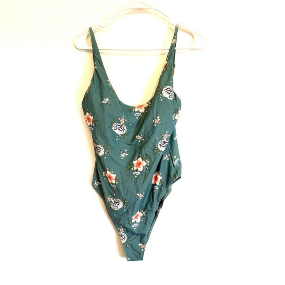 O’Neill Women’s Teal Floral One Piece Swimsuit Size L